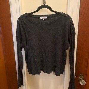 NWOT $138 Michael Stars Milo Shoulder Snap Thermal Top Dark Gray Dropshoulder